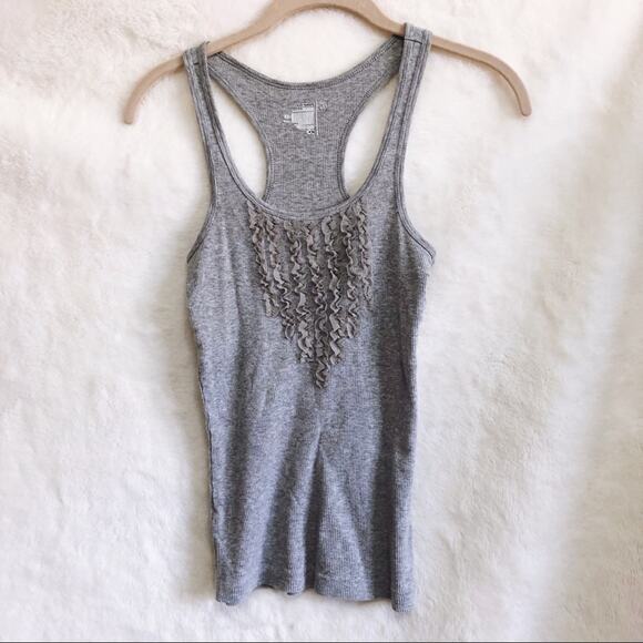 Old Navy Gray Ruffled Front Tank Top - Picture 1 of 7